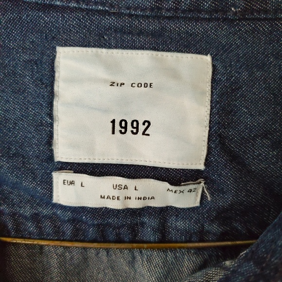 ZIP CODE 1992 Denim Button Down Shirt With Patches - Picture 5 of 6